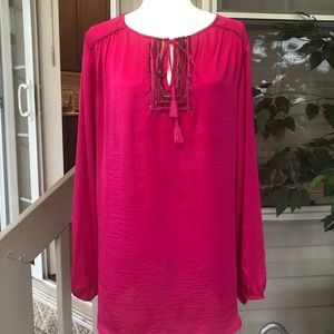 Lane Bryant silk beaded tie shirt
